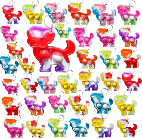 100 Packs Bulk Dog Puppy Backpack Keychain Decor Rainbow Mini pop Fidget for Students Gifts and Dog Party Favors,Students Bubble Prize for Kids in Saudi Arabia