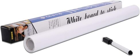 ملصق سبورة بيضاء للمسح الجاف 2 لفات 1.5 قدم × 6.6 قدم ورق جدران مقشر لاصق ذاتي اللصق لرسم مؤتمرات الفصول الدراسية والمكتب المنزلي، 2 علامة إضافية in Kuwait