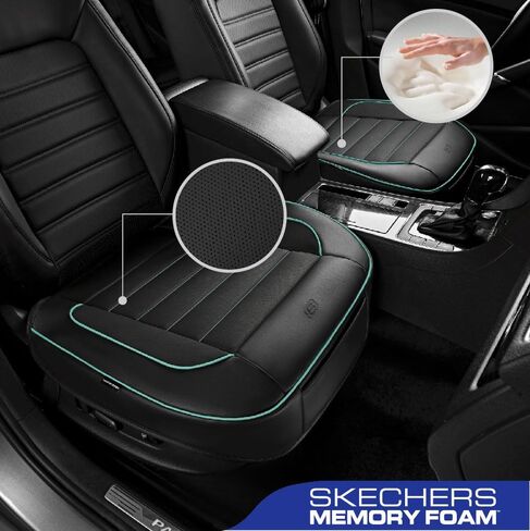 Skechers Car Seat Cover,Memory Foam Luxury Faux Leather Front Bottom Seat Cushion Cover,Universal Anti-Slip and Wrap Around The Bottom with Storage Bags,Suitable for Most Vehicles-1 Piece,Mint in Saudi Arabia
