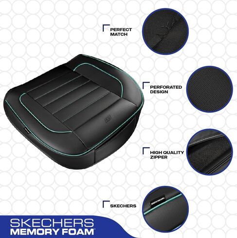 Skechers Car Seat Cover,Memory Foam Luxury Faux Leather Front Bottom Seat Cushion Cover,Universal Anti-Slip and Wrap Around The Bottom with Storage Bags,Suitable for Most Vehicles-1 Piece,Mint in Saudi Arabia