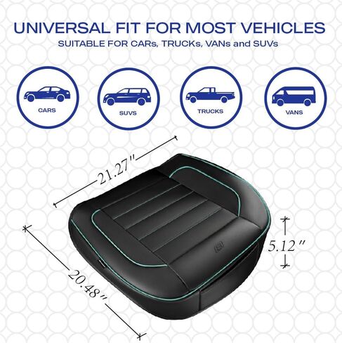 Skechers Car Seat Cover,Memory Foam Luxury Faux Leather Front Bottom Seat Cushion Cover,Universal Anti-Slip and Wrap Around The Bottom with Storage Bags,Suitable for Most Vehicles-1 Piece,Mint in Saudi Arabia