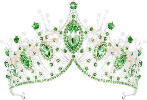 VELSCRUN Green Crystal Birthday Tiara Crowns for Women Girls Elegant Princess Crown Headband Birthday Girls Sash Happy Birthday Princess Party Decorations Birthday Cake Topper Hair Accessories in Saudi Arabia