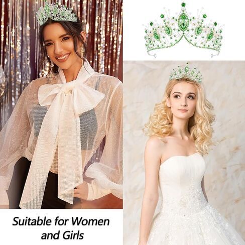 VELSCRUN Green Crystal Birthday Tiara Crowns for Women Girls Elegant Princess Crown Headband Birthday Girls Sash Happy Birthday Princess Party Decorations Birthday Cake Topper Hair Accessories in Saudi Arabia