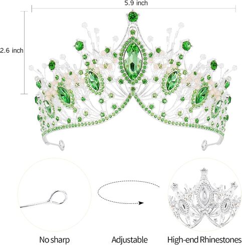 VELSCRUN Green Crystal Birthday Tiara Crowns for Women Girls Elegant Princess Crown Headband Birthday Girls Sash Happy Birthday Princess Party Decorations Birthday Cake Topper Hair Accessories in Saudi Arabia