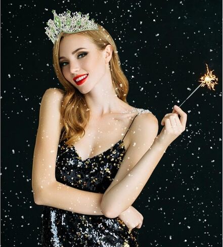 VELSCRUN Green Crystal Birthday Tiara Crowns for Women Girls Elegant Princess Crown Headband Birthday Girls Sash Happy Birthday Princess Party Decorations Birthday Cake Topper Hair Accessories in Saudi Arabia