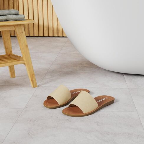 Soda Shoes Efron-S Women Flip Flops Basic Plain Slippers Slip On Sandals Slides Casual Peep Toe Beach in Saudi Arabia