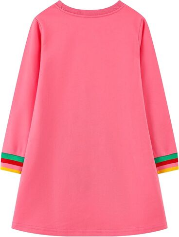 HILEELANG Toddler Girl Long Sleeve Christmas Dress Cotton Casual Jersey Shirt Playwear Applique Dress in Saudi Arabia