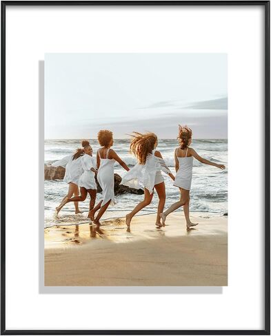 إطار صورة عائم من Americanflat مقاس 16 × 20 مع زجاج مقاوم للكسر - يناسب الصور مقاس 11 × 14 أو إطار صور أصغر حجمًا - مجموعة Fusion Float - إطار عائم لعرض الحائط - أسود in Kuwait