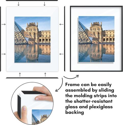 إطار صورة عائم من Americanflat مقاس 16 × 20 مع زجاج مقاوم للكسر - يناسب الصور مقاس 11 × 14 أو إطار صور أصغر حجمًا - مجموعة Fusion Float - إطار عائم لعرض الحائط - أسود in Kuwait