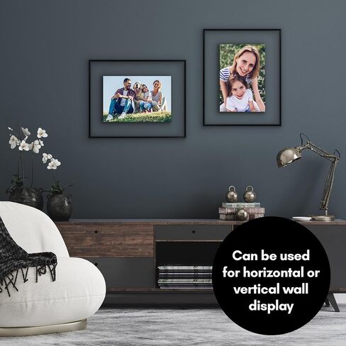 إطار صورة عائم من Americanflat مقاس 16 × 20 مع زجاج مقاوم للكسر - يناسب الصور مقاس 11 × 14 أو إطار صور أصغر حجمًا - مجموعة Fusion Float - إطار عائم لعرض الحائط - أسود in Kuwait