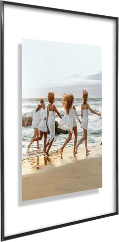 إطار صورة عائم من Americanflat مقاس 16 × 20 مع زجاج مقاوم للكسر - يناسب الصور مقاس 11 × 14 أو إطار صور أصغر حجمًا - مجموعة Fusion Float - إطار عائم لعرض الحائط - أسود in Kuwait