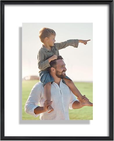 إطار صورة عائم من Americanflat مقاس 16 × 20 مع زجاج مقاوم للكسر - يناسب الصور مقاس 11 × 14 أو إطار صور أصغر حجمًا - مجموعة Fusion Float - إطار عائم لعرض الحائط - أسود in Kuwait