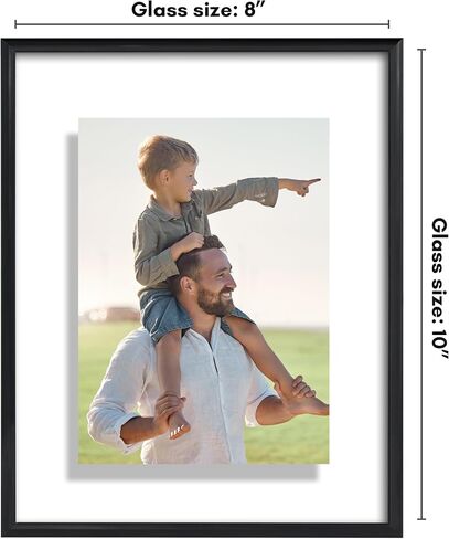 إطار صورة عائم من Americanflat مقاس 16 × 20 مع زجاج مقاوم للكسر - يناسب الصور مقاس 11 × 14 أو إطار صور أصغر حجمًا - مجموعة Fusion Float - إطار عائم لعرض الحائط - أسود in Kuwait