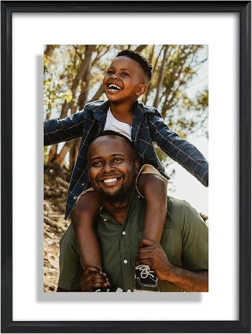 إطار صورة عائم من Americanflat مقاس 16 × 20 مع زجاج مقاوم للكسر - يناسب الصور مقاس 11 × 14 أو إطار صور أصغر حجمًا - مجموعة Fusion Float - إطار عائم لعرض الحائط - أسود in Kuwait