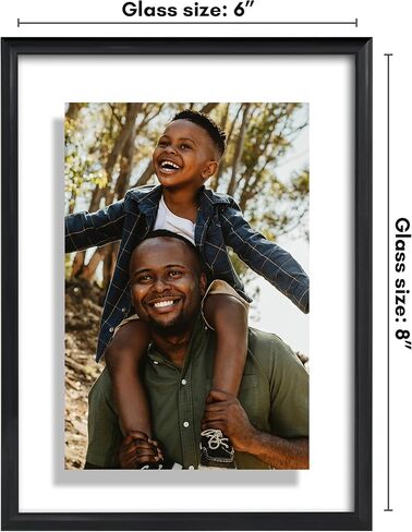 إطار صورة عائم من Americanflat مقاس 16 × 20 مع زجاج مقاوم للكسر - يناسب الصور مقاس 11 × 14 أو إطار صور أصغر حجمًا - مجموعة Fusion Float - إطار عائم لعرض الحائط - أسود in Kuwait