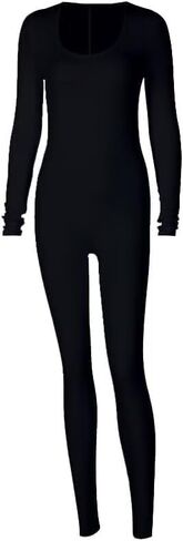 المرأة طويلة الأكمام Bodycon حللا عميق مغرفة الرقبة سليم السراويل رومبير قطعة واحدة وتتسابق in Kuwait