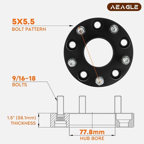 5X5.5 Hubcentric Wheel Adapters 1.5" for 2002-2010 Dodge Ram 1500, 5x139.7 Forged 5 Lug Wheel Spacers with 9/16-18 Studs 77.8mm Bore 4PCS in Saudi Arabia