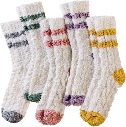 Velice Womens Fuzzy Socks Soft Cozy Fluffy Slipper Winter Socks Warm Plush Sleeping Christmas Socks 6 Pairs in Saudi Arabia