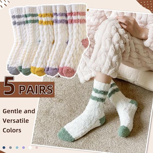 Velice Womens Fuzzy Socks Soft Cozy Fluffy Slipper Winter Socks Warm Plush Sleeping Christmas Socks 6 Pairs in Saudi Arabia