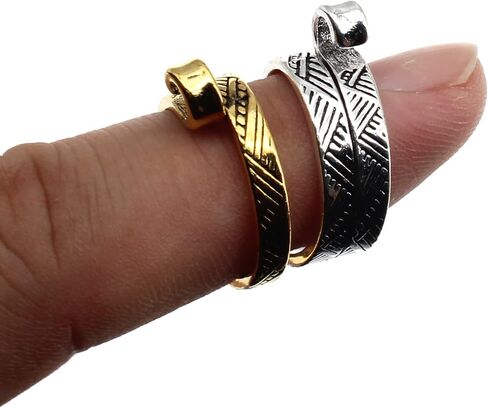 FDXGYH 2 Pcs Adjustable Crochet Loop Ring Metal Finger Holder Yarn Guide Open Knitting Thimbles Finger Rings for DIY Knitting Crafts(Gold + Silver) in Saudi Arabia