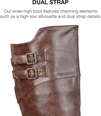 Journee Collection Womens Tori Knee-High Boots with Round-Toe and Buckled Strap Details, Black, 10 in Saudi Arabia