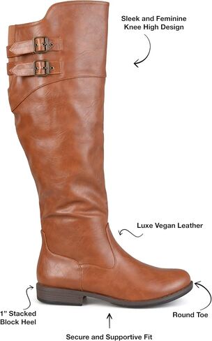 جورني كوليكشن حذاء برقبة طويلة حتى الركبة بمقاس عادي وعريض بطول يصل الى الركبة in Kuwait