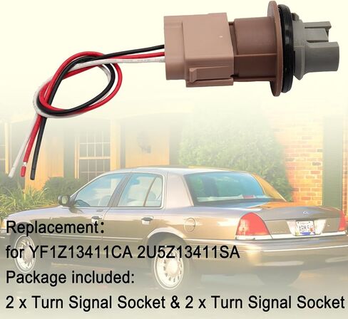قطعتان من مقبس إشارة الانعطاف وموصل ضفيرة متوافق مع Ford Crown Victoria 2004-2011، Mercury Milan 2006-2011، ومقابس لمبة إضاءة السيارة وموصل ضفيرة استبدال YF1Z13411CA 2U5Z13411SA in Kuwait
