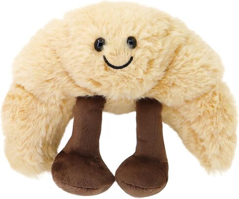 لعبة كرواسون قطيفة رائعة مقاس 9 بوصات - وسادة خبز كرواسون مبتسمة لطيفة، قطيفة طعام حيوانات محشوة ناعمة ومضحكة لأعياد ميلاد الأطفال (كرواسون) in Kuwait