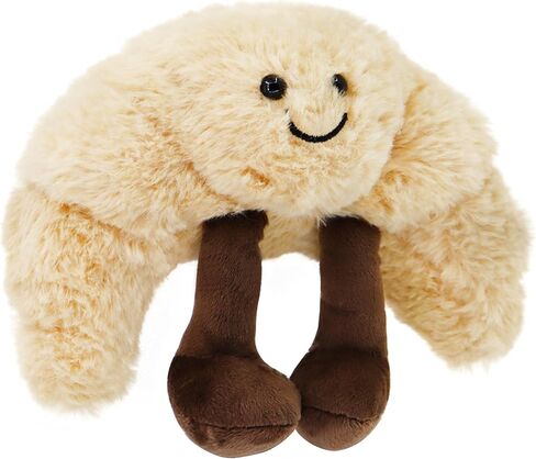 لعبة كرواسون قطيفة رائعة مقاس 9 بوصات - وسادة خبز كرواسون مبتسمة لطيفة، قطيفة طعام حيوانات محشوة ناعمة ومضحكة لأعياد ميلاد الأطفال (كرواسون) in Kuwait