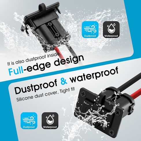 بطارية مقاومة للماء بقدرة 50 أمبير، توصيل سريع مع لوحة تثبيت مقاومة للماء، قابس قياس 6-8، طقم لوحة مجوفة مثبتة على السقف للسيارة والونش والمقطورة (أحمر رمادي أسود) (رمادي) in Kuwait