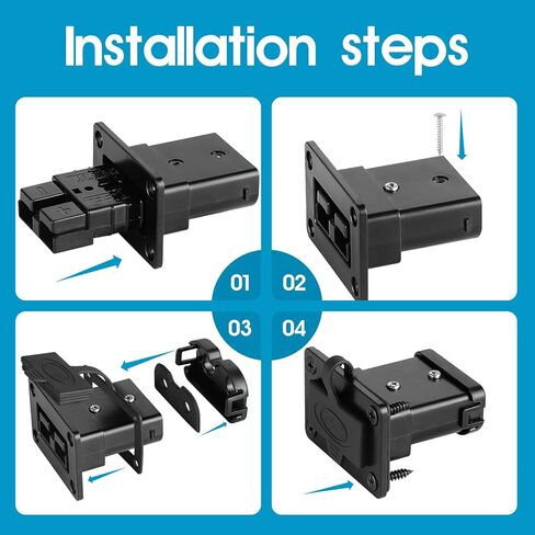 بطارية مقاومة للماء بقدرة 50 أمبير، توصيل سريع مع لوحة تثبيت مقاومة للماء، قابس قياس 6-8، طقم لوحة مجوفة مثبتة على السقف للسيارة والونش والمقطورة (أحمر رمادي أسود) (رمادي) in Kuwait