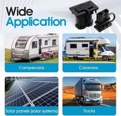 بطارية مقاومة للماء بقدرة 50 أمبير، توصيل سريع مع لوحة تثبيت مقاومة للماء، قابس قياس 6-8، طقم لوحة مجوفة مثبتة على السقف للسيارة والونش والمقطورة (أحمر رمادي أسود) (رمادي) in Kuwait