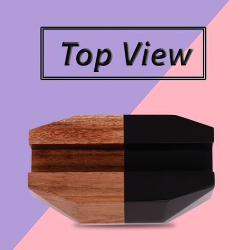 Business Card Holder for Desk - Resin and Wood Desk Business Card Holder Display, Desktop Business Cards Organizer, Cards Stand for Office, Geometric Multifaceted Design (Black) in Saudi Arabia