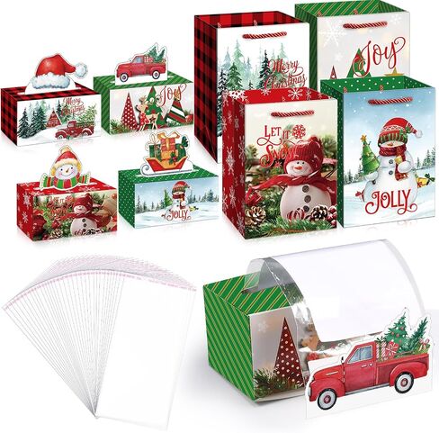 Blosssound 12 Set Christmas Money Box for Cash Gift Pull Christmas Money Dispenser and Gift Bag Set Christmas Cash Gift Boxes with Card and Transparent Bags for Xmas Holiday Party Favors in Saudi Arabia