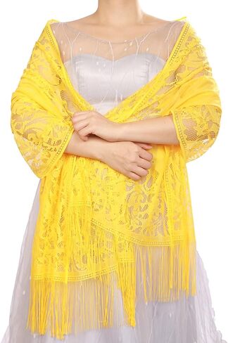 JWICOS Shawl Wraps for Women Floral Lace Tassel Scarf Shawl for Party Wedding Evening Dresses in Saudi Arabia