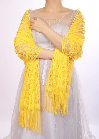 JWICOS Shawl Wraps for Women Floral Lace Tassel Scarf Shawl for Party Wedding Evening Dresses in Saudi Arabia