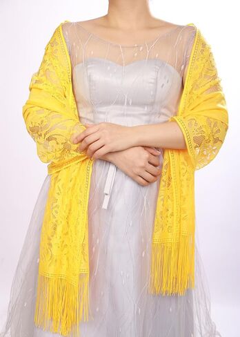 JWICOS Shawl Wraps for Women Floral Lace Tassel Scarf Shawl for Party Wedding Evening Dresses in Saudi Arabia