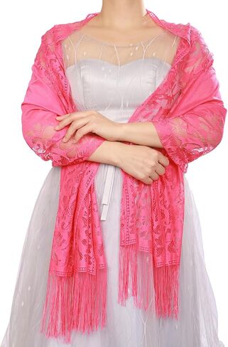 JWICOS Shawl Wraps for Women Floral Lace Tassel Scarf Shawl for Party Wedding Evening Dresses in Saudi Arabia