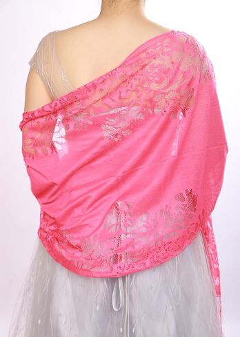 JWICOS Shawl Wraps for Women Floral Lace Tassel Scarf Shawl for Party Wedding Evening Dresses in Saudi Arabia
