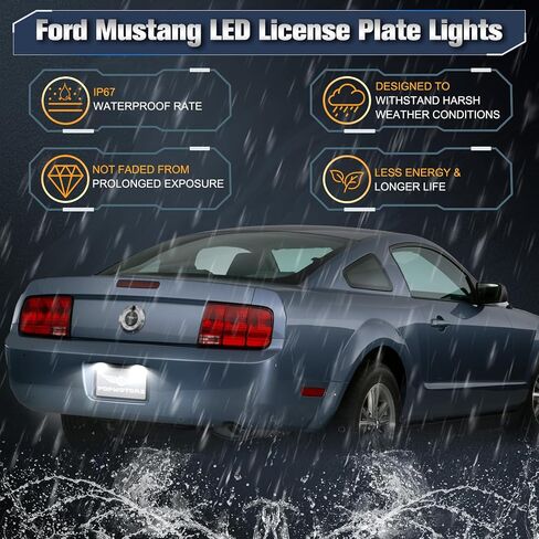 LED License Plate Lights Rear Tag Lamps Assembly Smoked Lens Compatible with 2010-2014 Ford Mustang 2006-2012 Fusion 2010-2019 Taurus, 2009-2016 Lincoln LED Tag Lights 2PCS in Kuwait