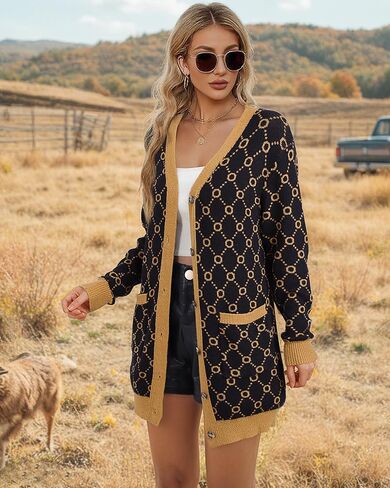 Bebonnie Women's Cozy Knit Long Sleeve Open Front Buttons Cardigan Sweater Outerwears Coats with Pocket in Saudi Arabia