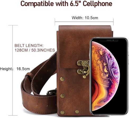 Medieval Belt Pouch Vintage Leather Waist Bag for Cellphone Holder Pirate Belt Purse Pocket Casual Hiking Renaissance Faire Costume Props Wallet black in Kuwait