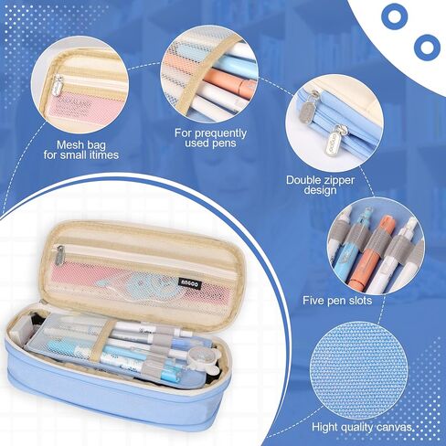 Pencil Case Large Capacity Pencil Box For School Student Kid Teen Back to School Pencil Bag Office College Supplies Pencil Pouch Box (Khaki) in Saudi Arabia