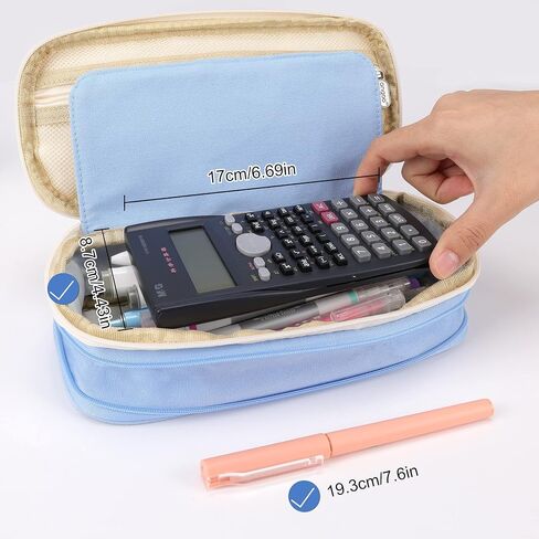 Pencil Case Large Capacity Pencil Box For School Student Kid Teen Back to School Pencil Bag Office College Supplies Pencil Pouch Box (Khaki) in Saudi Arabia