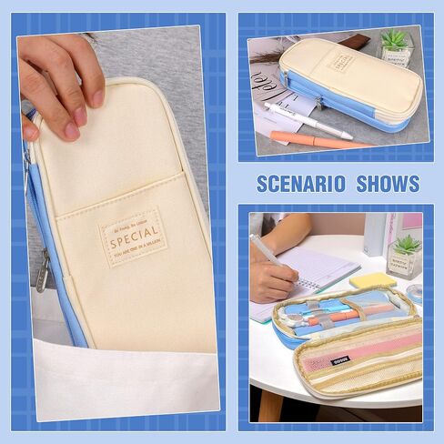 Pencil Case Large Capacity Pencil Box For School Student Kid Teen Back to School Pencil Bag Office College Supplies Pencil Pouch Box (Khaki) in Saudi Arabia