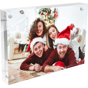 Acrylic Photo Frame 4x6, 20mm Thicker Clear Free Standing Desktop Double Sided Magnetic Picture Display
