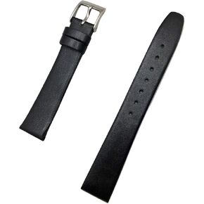 17mm Black Watchband Genuine Calfskin Leather Watchstrap | Elegant, Flat Replacement Wrist Bracelet That Brings New Life to Any Watch (Mens Standard Length)
