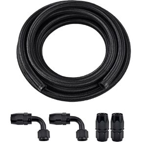 EVIL ENERGY 10AN Fuel Line Kit, 10AN Hose AN6 Nylon Braided Fuel Line Hose Fitting Kit CPE Fuel Hose 10FT Black