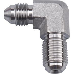 90 Degree -3 AN Male to M10x1.0 Metric Dual Seat Stainless Steel Brake Clutch Fitting Adapter