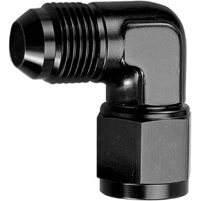 2PCS -3 AN Male to Female 90 Degree Elbow Swivel Hose Fitting Adapter Aluminum Black